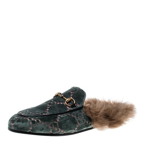 gucci green velvet loafers|gucci fur loafers women's.